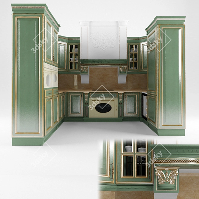 Elegant Brummel Kitchen 3D model image 1