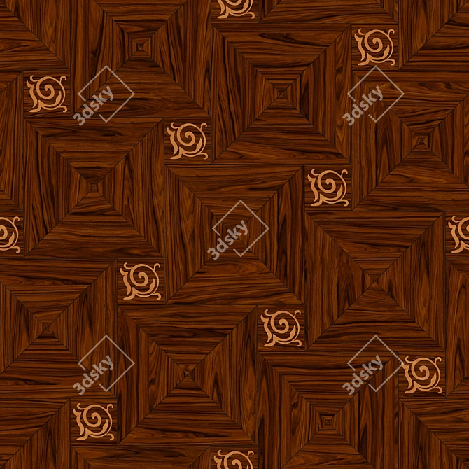 Ornamented Rosewood Parquet - Artistic Elegance! 3D model image 1