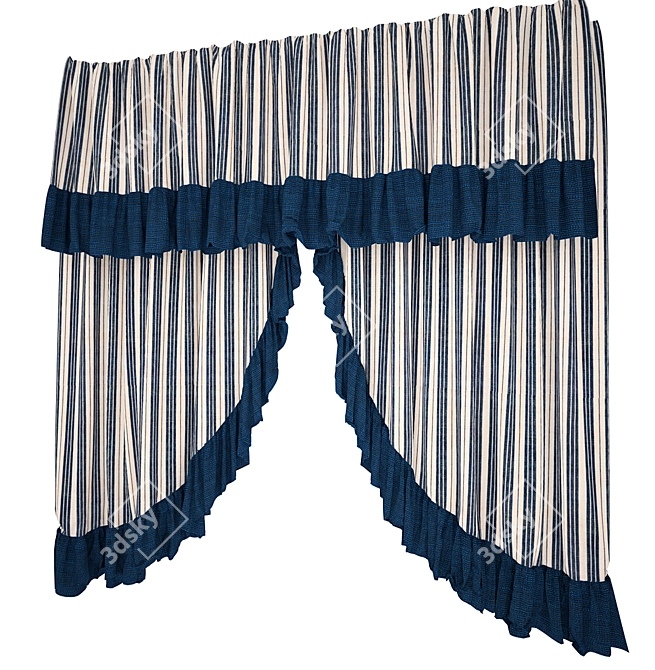 Title: Kitchen Textured Curtains 3D model image 1