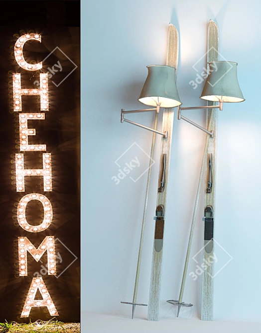 Vintage-inspired Chevron Floor Lamp 3D model image 1