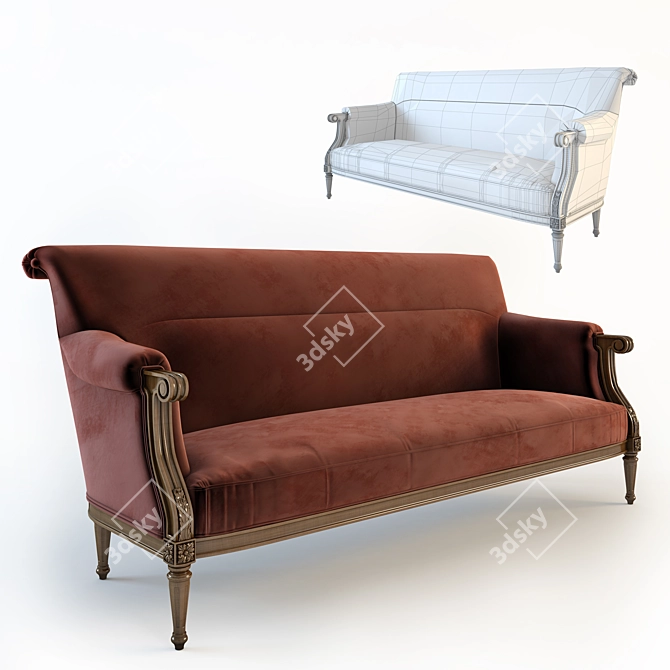 Châteaubriand Small Velvet Sofa - Mis en Demeure 3D model image 1