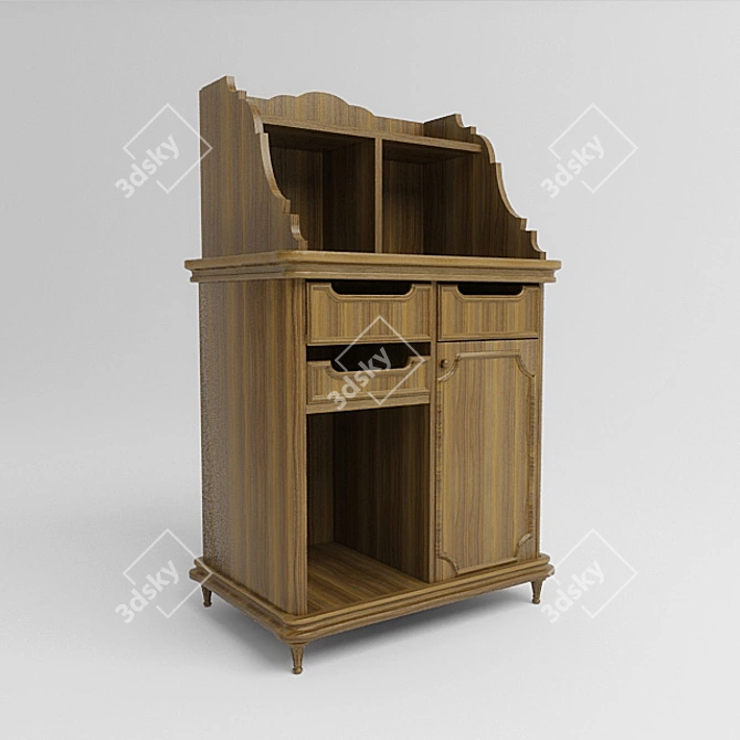 Customizable Waiter Rack with Cutlery Drawers & Trash Bin 3D model image 1