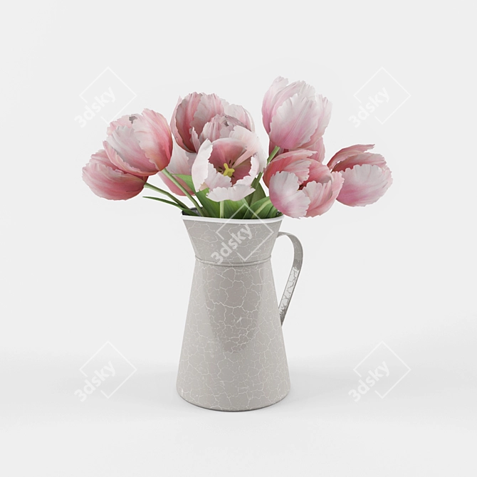 Fresh Cut Tulips in Vase 3D model image 1