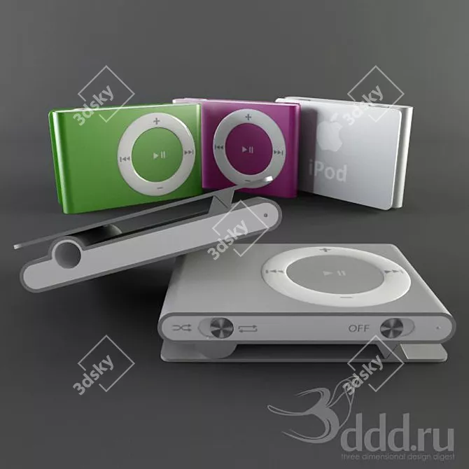 Sleek iPod Shuffle - Music on the Go 3D model image 1
