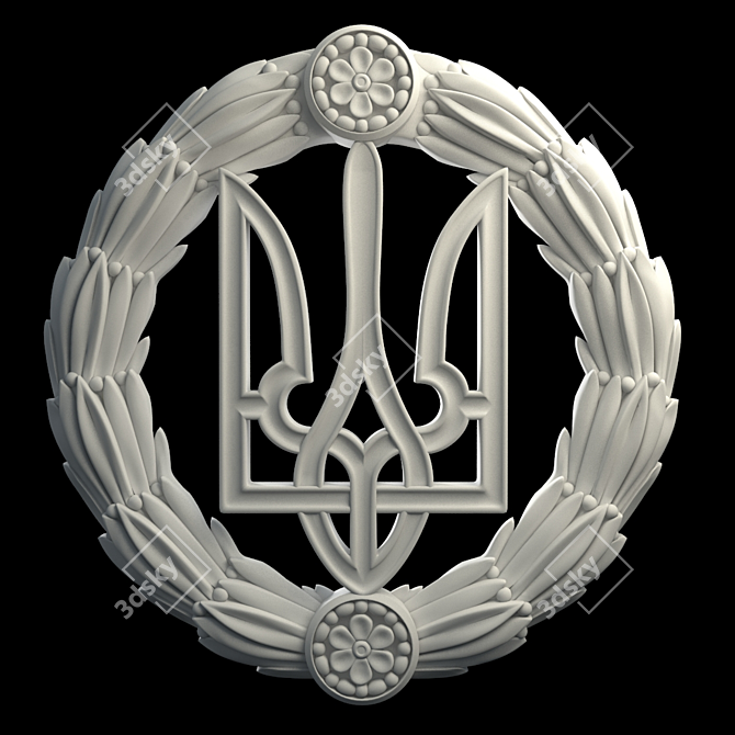 Ukraine's Crest in a Wreath 3D model image 1