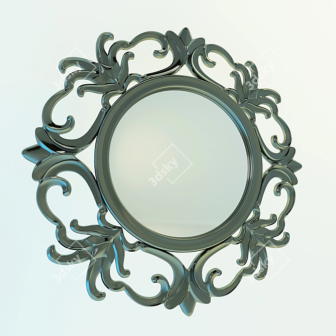 Elegant Dark Gold Round Mirror 3D model image 1