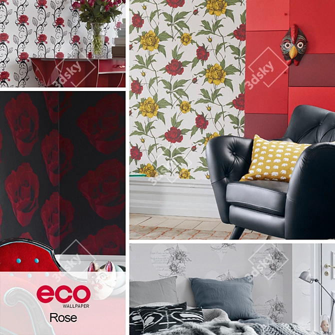 Elegant Rose Desktop ECO Wallpaper 3D model image 1