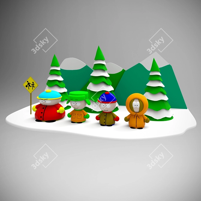 South Park Characters Figurine 3D model image 1