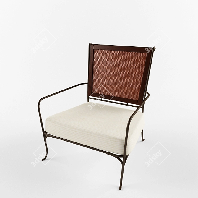 Elegant Parigi Armchair: Rattan & Metal 3D model image 1