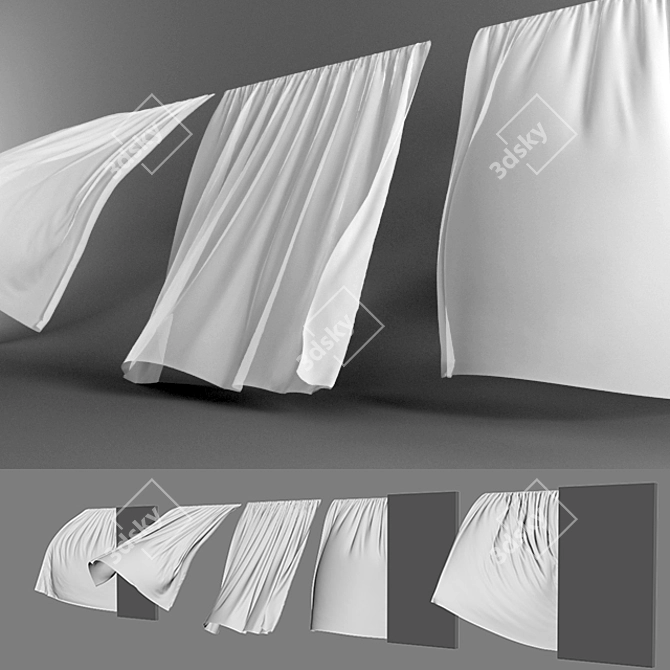 Breezy Drapes 3D model image 1