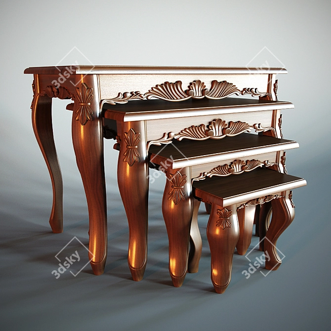 Classic Wood Nesting Tables: Javin Furniture 3D model image 1