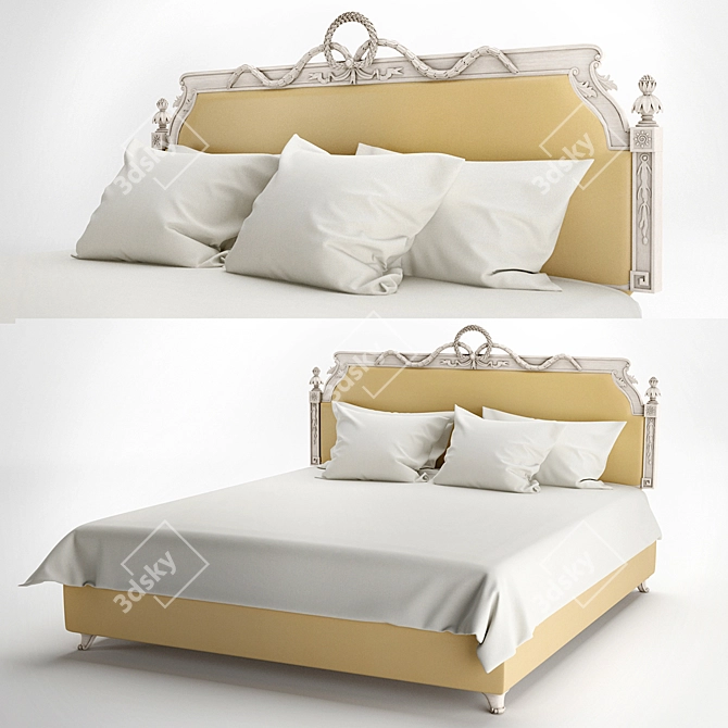 Chelini Art Deco Silver Bed Frame 3D model image 1
