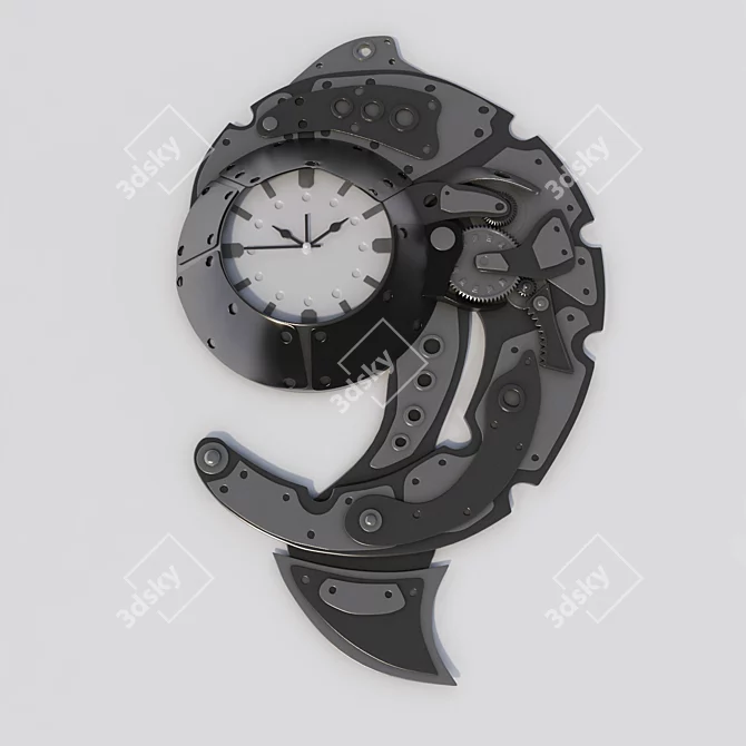 Steampunk Spiral Clock - Vintage Inspired Industrial Decor 3D model image 1
