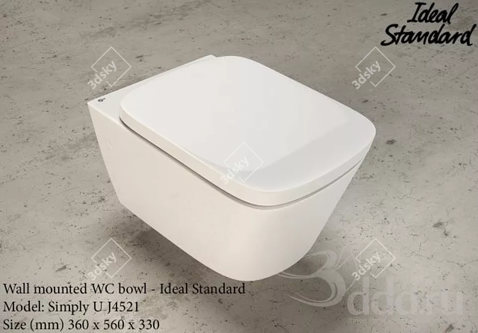 Ideal Standard Simply U Wall-Mounted WC 3D model image 1