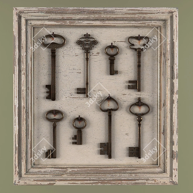 Vintage Chateau Key Painting 3D model image 1