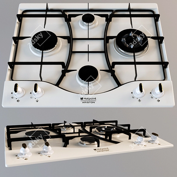 Sleek Touch Control Gas Hob 3D model image 1