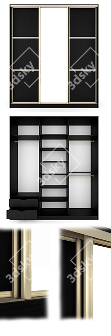 MirrorSlidingDoor Wardrobe 3D model image 1