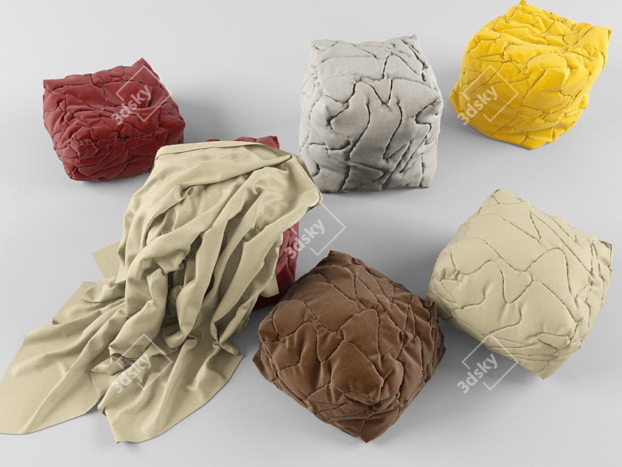 Versatile Poufs: Different Sizes & Colors 3D model image 1