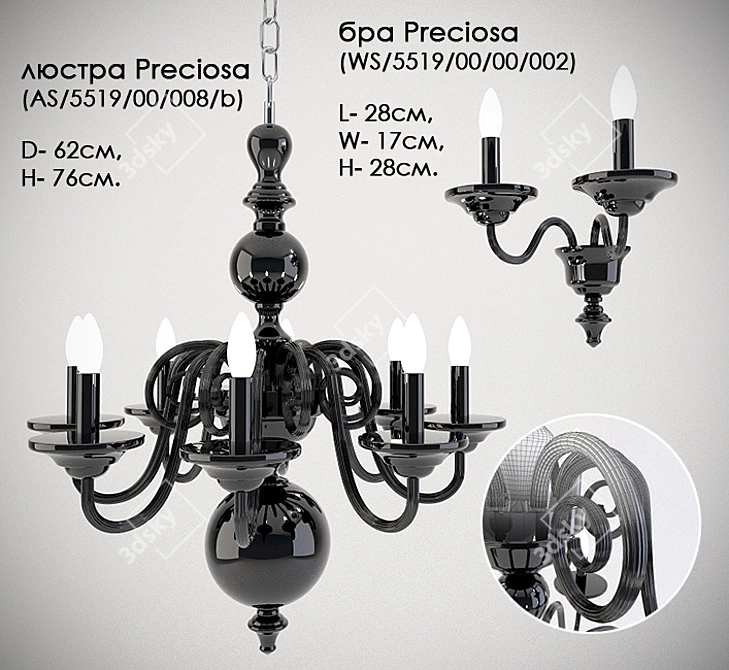 Elegant Preciosa Chandelier & Sconce 3D model image 1