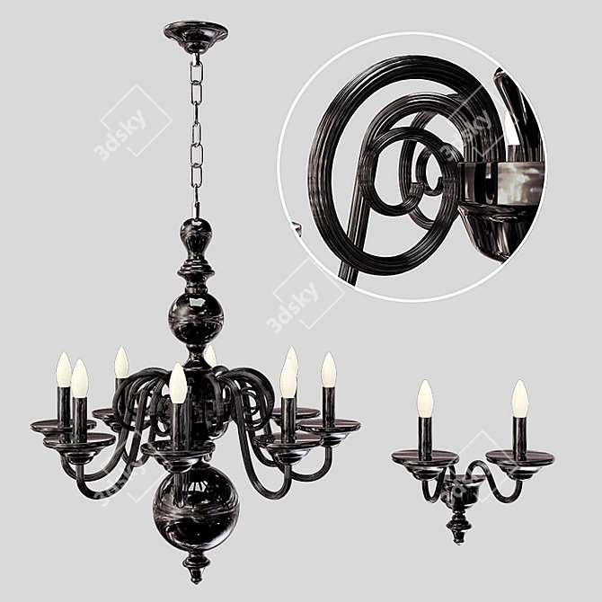Elegant Preciosa Chandelier & Sconce 3D model image 2
