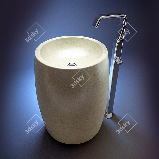 Luxury Stone Floor Sink 3D model image 1