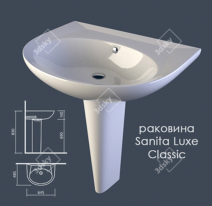 Sanita Luxe Classic Sink - Stylish and Practical 3D model image 1