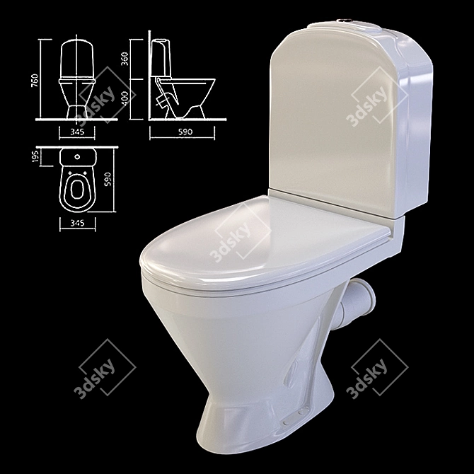 Sanita Luxe Classic Toilet Bowl 3D model image 2