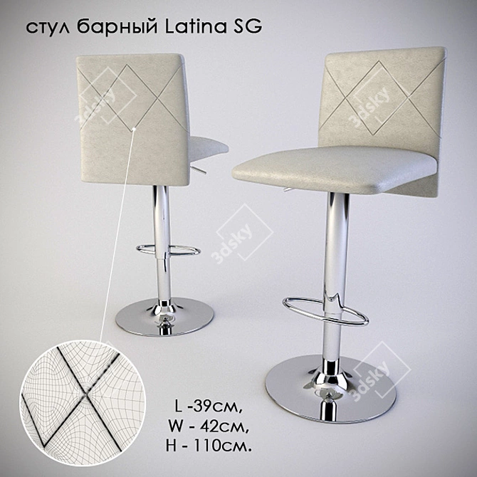 Latina SG Bar Chair: Sleek Design & Optimal Height 3D model image 1