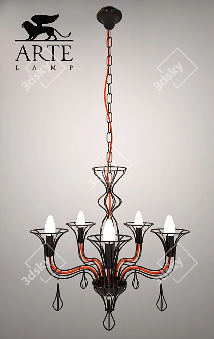 Modern Black Crystal Chandelier 3D model image 2