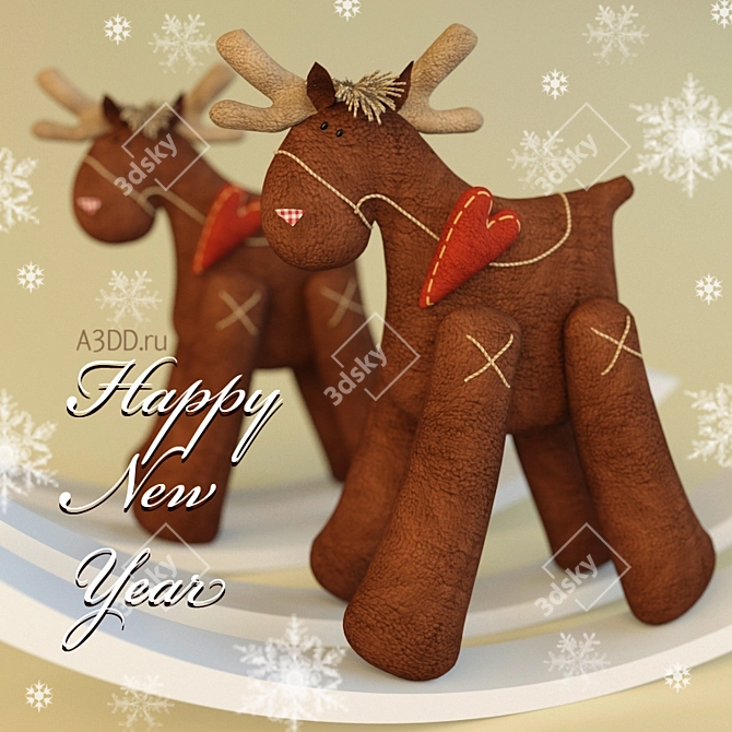 Festive Christmas Reindeer 3D model image 1