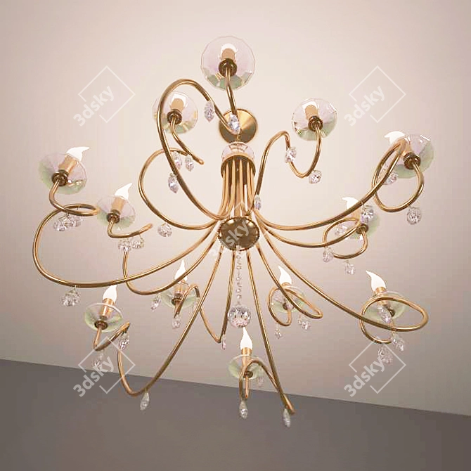 Orion Factory 12-Light Crystal Chandelier 3D model image 3