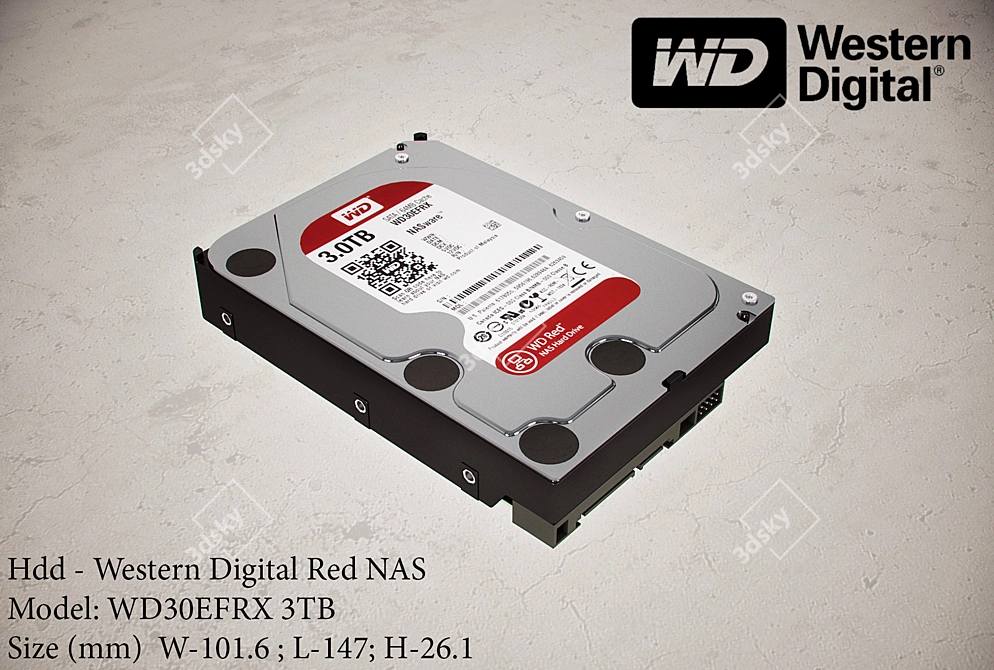 WD Red NAS 3TB HDD 3D model image 1