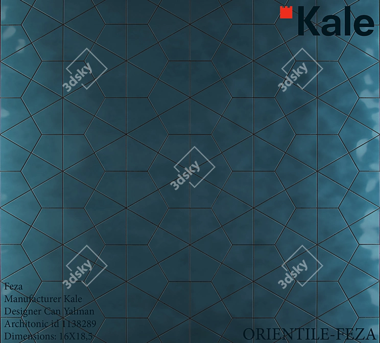 Seljuk-inspired Hexagonal Feza Tiles 3D model image 1