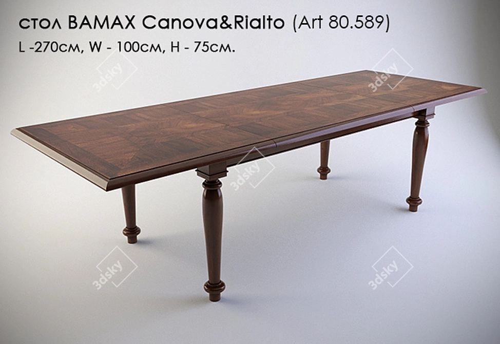 Luxury Italian Style: Bamax Canova&Rialto Dining Table 3D model image 1