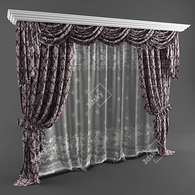 Elegant Sheer Classical Shade 3D model image 2