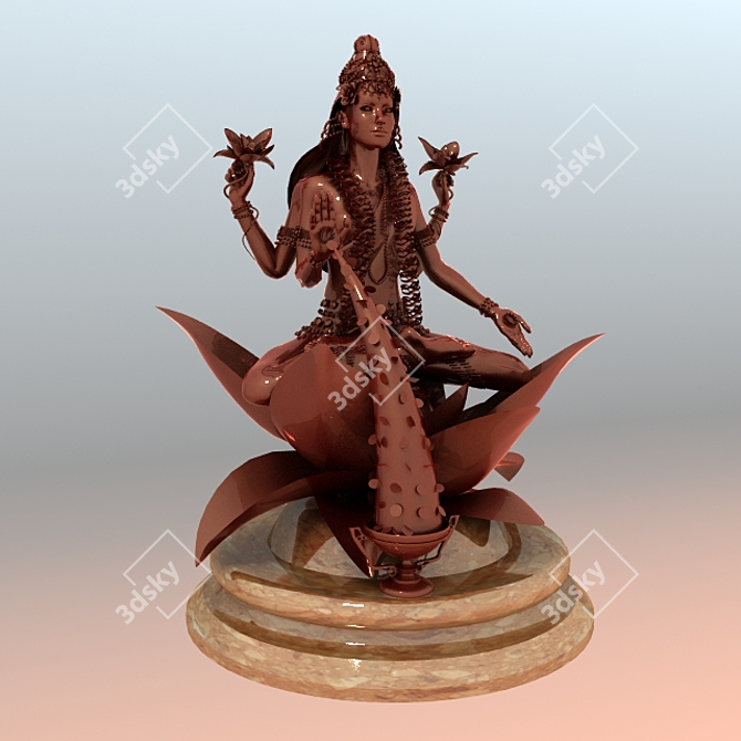 Lakshmi Copper Statue: Goddess of Abundance 3D model image 1