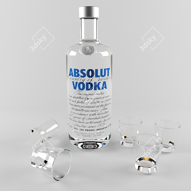 Pure Perfection: Absolut Vodka & Glass 3D model image 1