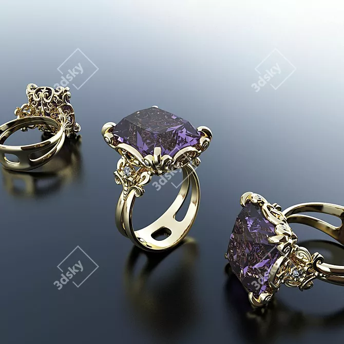 Elegant Openwork Ring 3D model image 1