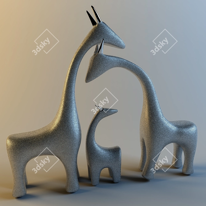 Title (English): Harmony of Love: Giraffe Family Set 3D model image 1