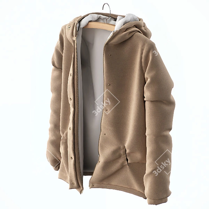 Title: Beige Jacket with White Lining 3D model image 1