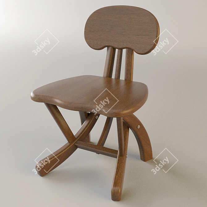 Elegant Wooden Chair 3D model image 1