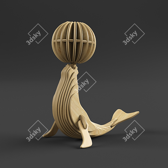 Wooden Seal Model Kit 3D model image 1