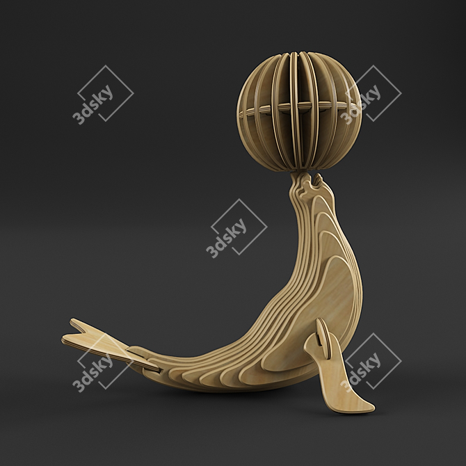 Wooden Seal Model Kit 3D model image 2