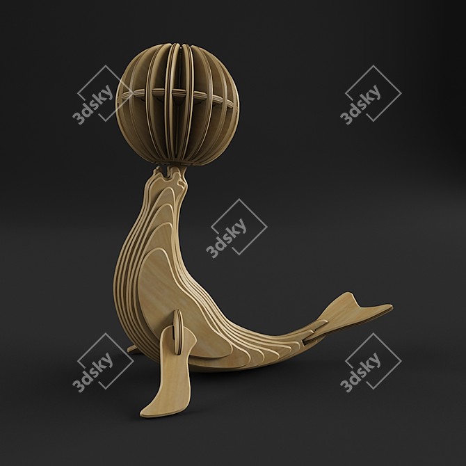 Wooden Seal Model Kit 3D model image 3