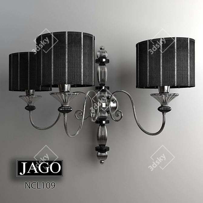 Elegant Triple Shade Wall Lamp 3D model image 1