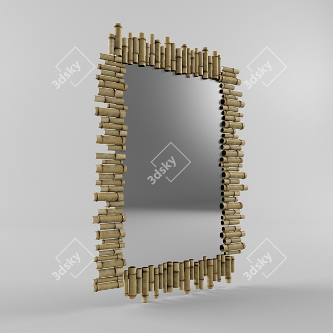 Bamboo Framed Mirror 3D model image 1