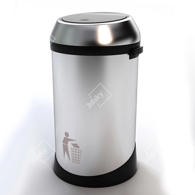 Sleek Steel Swing Top Trash Can 3D model image 2