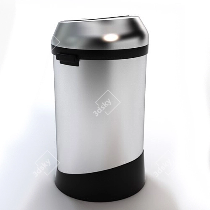 Sleek Steel Swing Top Trash Can 3D model image 3