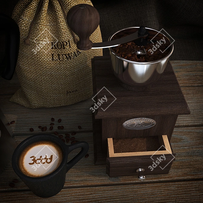 Authentic Coffee Brewing Set 3D model image 3