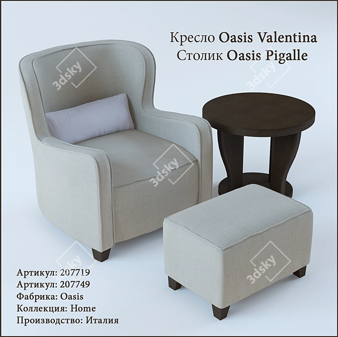 Italian Oasis Valentina Chair & Pigalle Table 3D model image 1